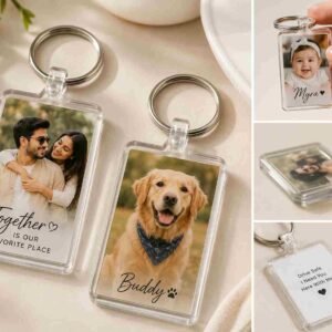 Home Personalised Acrylic Photo Keychain
